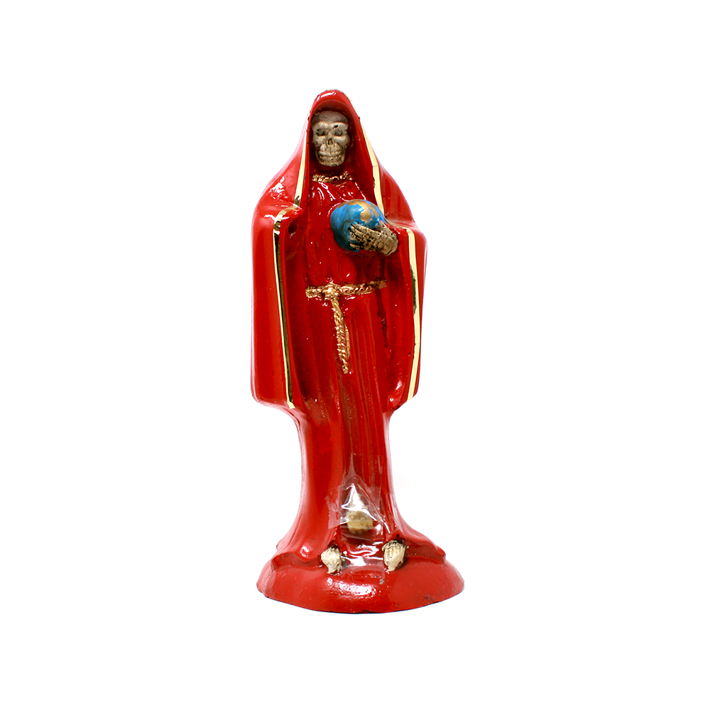 SANTA MUERTE CON MUNDO ROJA