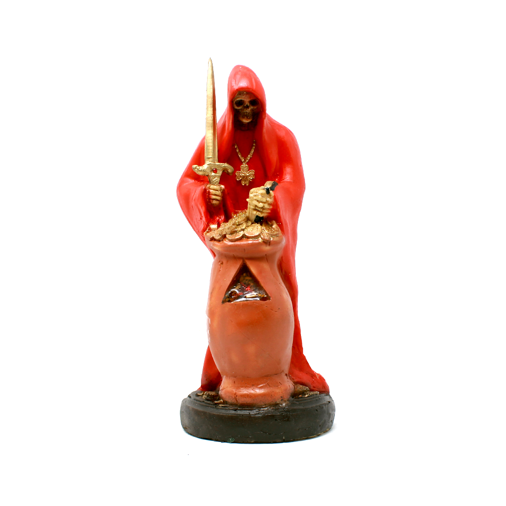 SANTA MUERTE OLLA DINERO ROJA