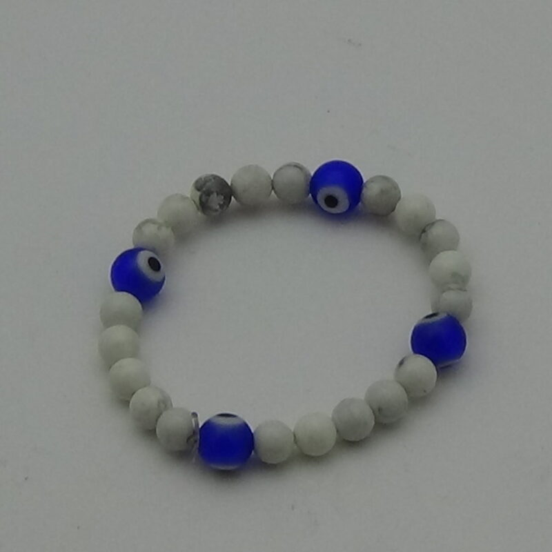 PULSERA PARA BEBÉ CUARZO HOWLITA CON OJOS PROTECTORES