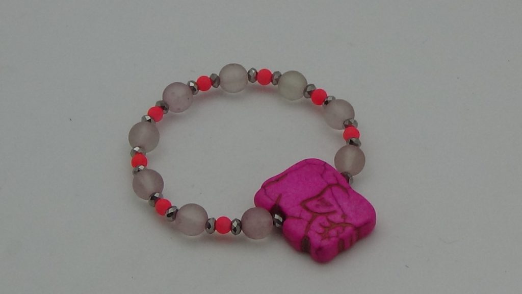 PULSERA DE CRISTAL ROSA CON ELEFANDE (SUERTE EN EL AMOR)