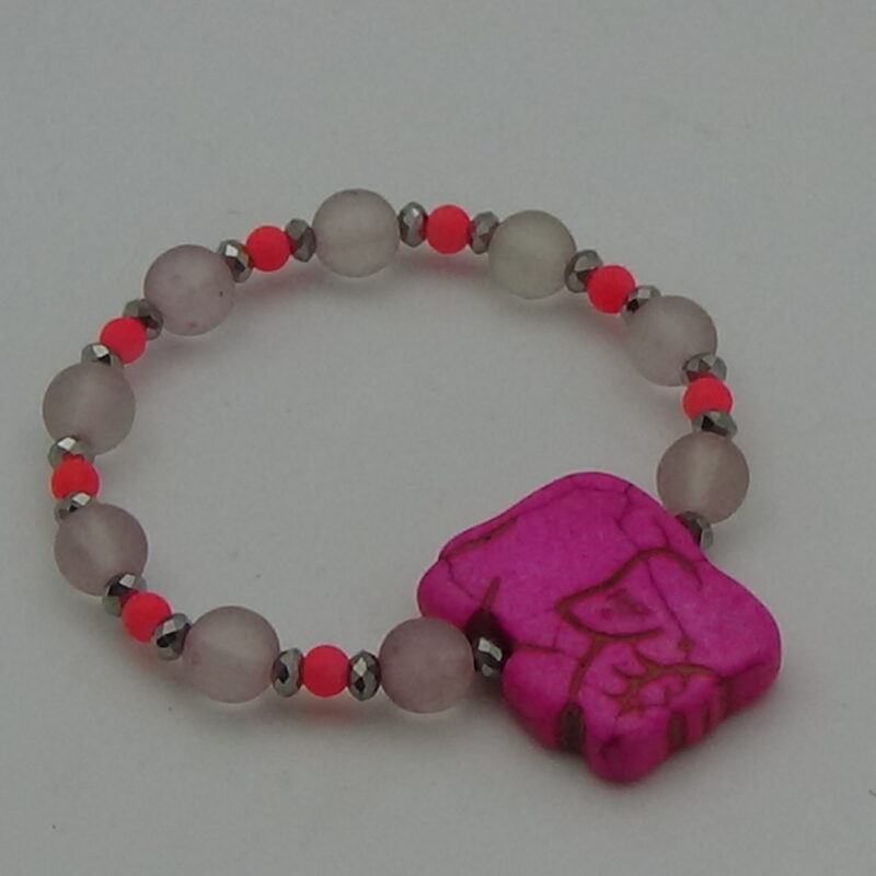 PULSERA DE CRISTAL ROSA CON ELEFANDE (SUERTE EN EL AMOR)
