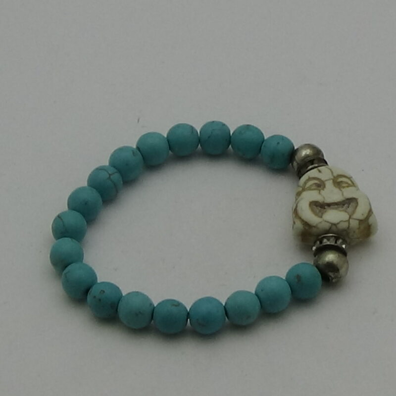 PULSERA DE CUARZO TURQUESA CON BUDA DE LA SUERTE