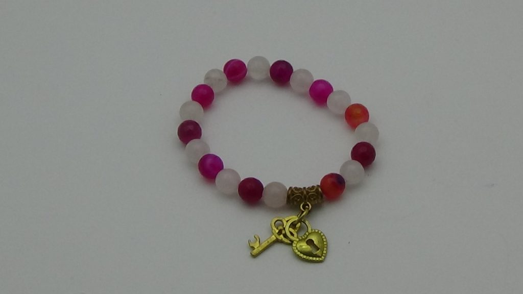 PULSERA DE CUARZO ROSA Y CUARZO ÁGATA ROSA (PARA EL AMOR)
