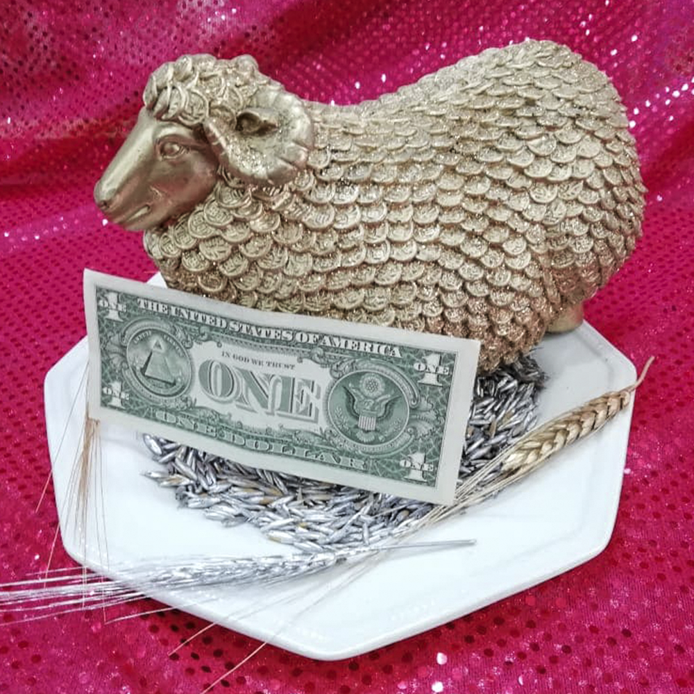 BORREGO DORADO DE LA ABUNDANCIA CON DOLAR CHICO