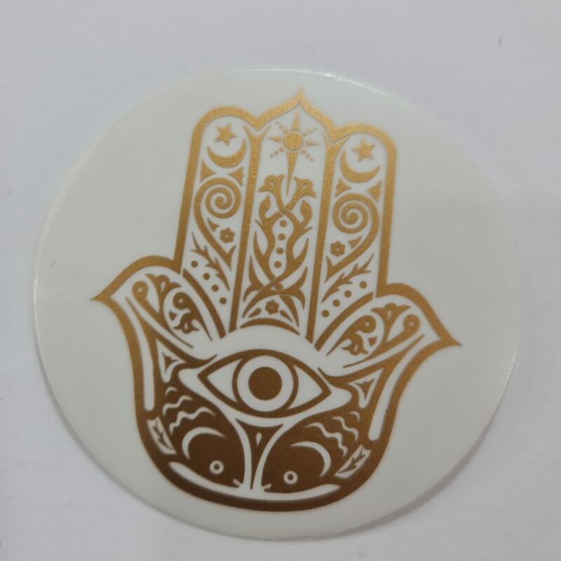 CALCOMANÍA DE MANO DE FATIMA DORADA