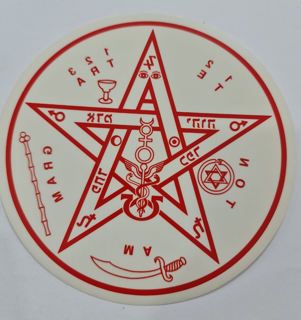 CALCOMANÍA TETRAGRAMATÓN GRANDE ROJO