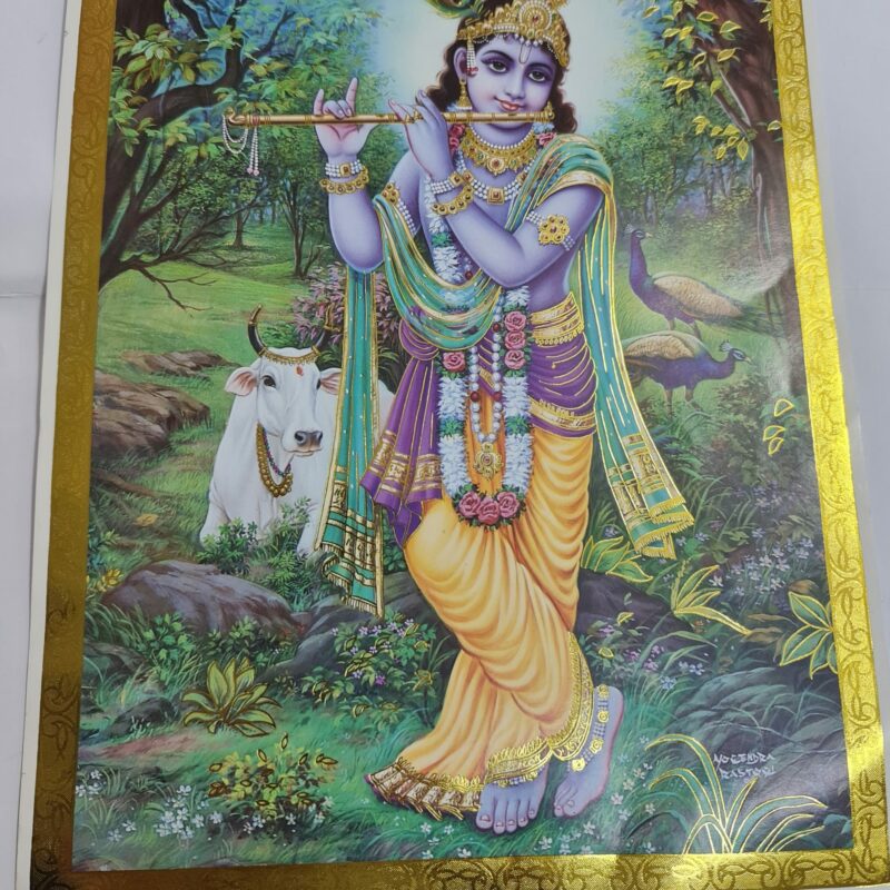 IMAGEN DE KRISHNA CON FILO DORADO