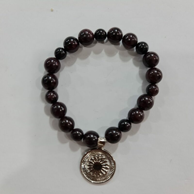 PULSERA DE CUARSO OBSIDIANA Y CUARZO OBSIDIANA ARCOÍRIS CON DIJE DEL ENEGRAMA SOLAR DE PLATA