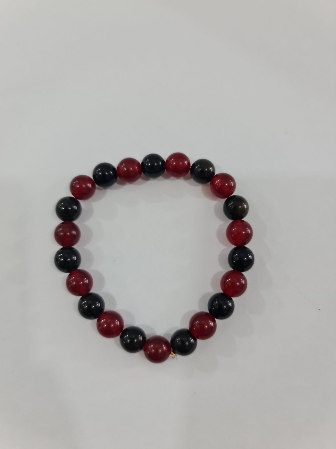 PULSERA DE CUARZO OBSIDIANA CON CUARZO ROJO