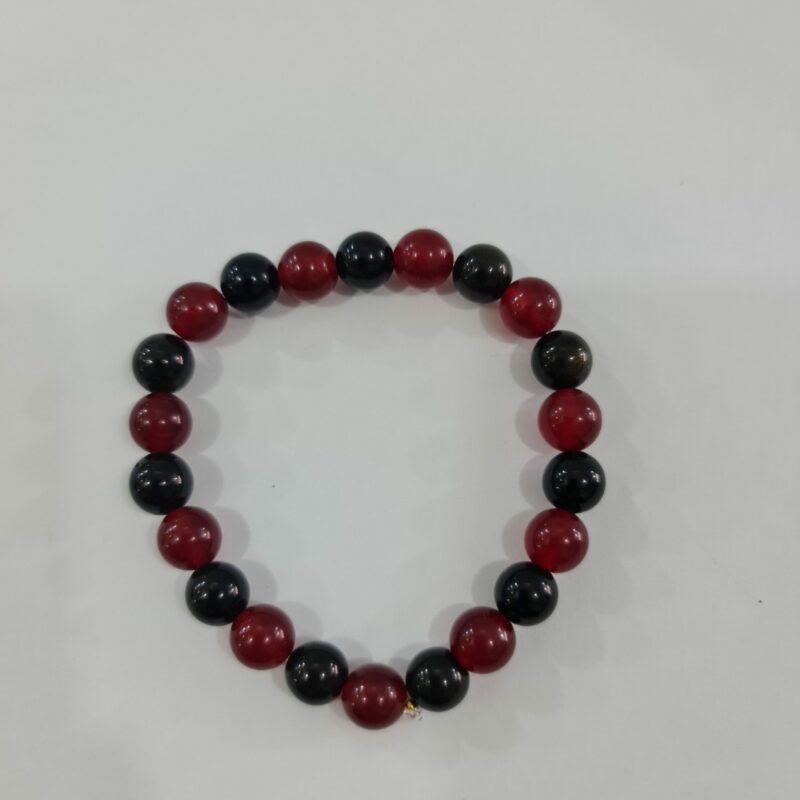 PULSERA DE CUARZO OBSIDIANA CON CUARZO ROJO