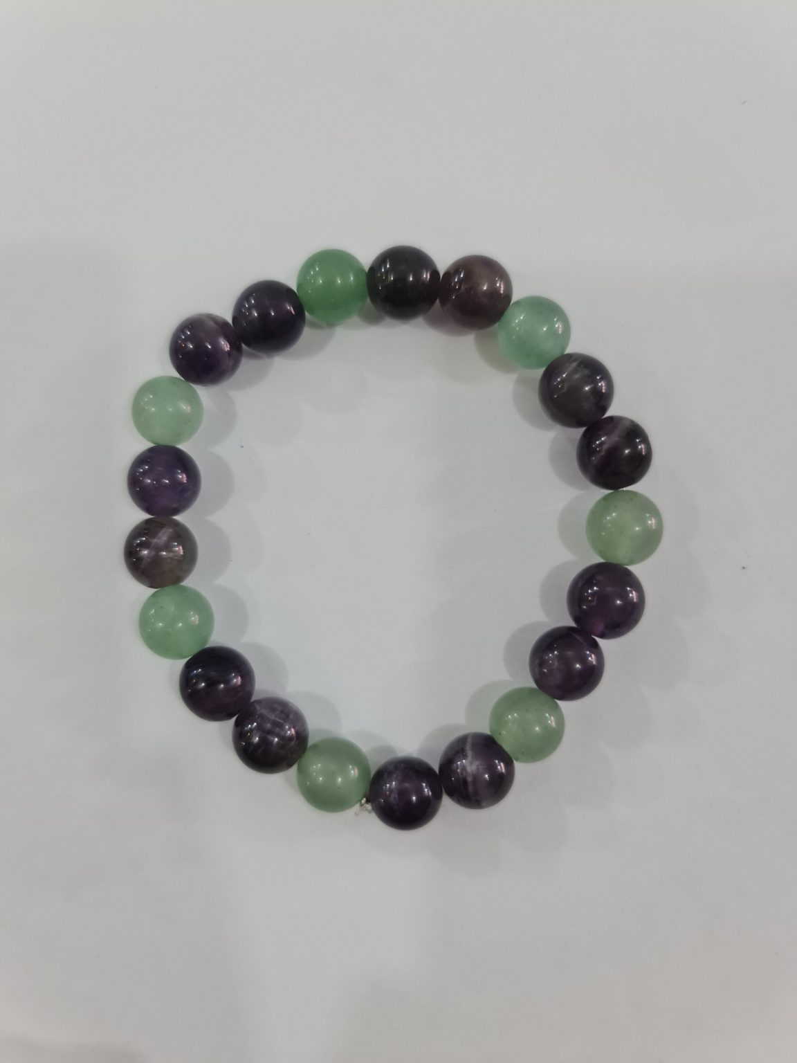 PULSERA DE CUARZO AMATISTA Y CUARZO VERDE