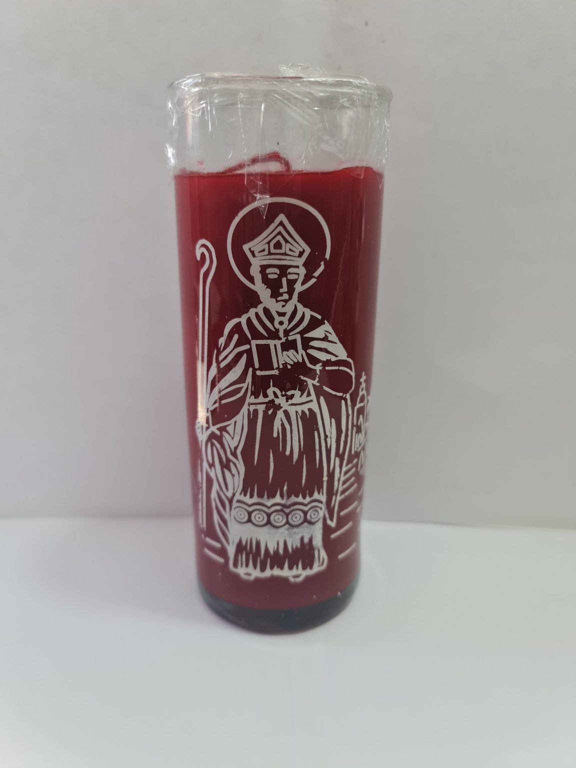 VELADORA DE VASO SAN CIPRIANO ROJA PREPARADA