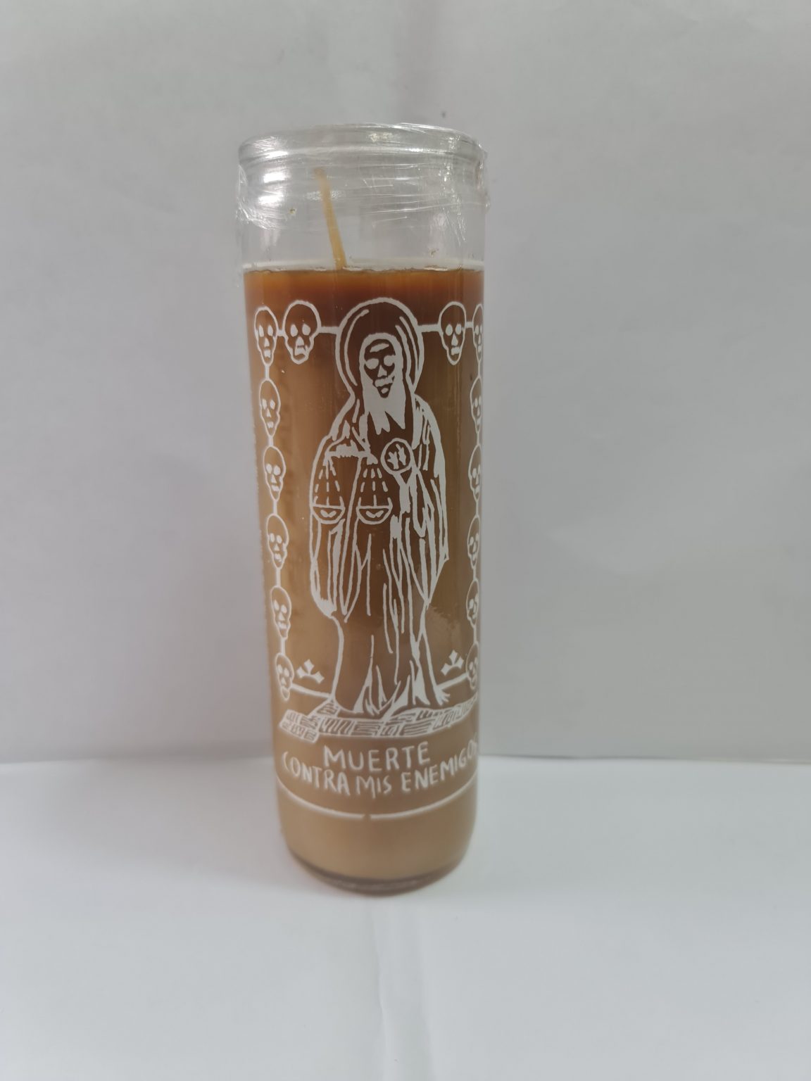 VELADORA DE VASO DE SANTA MUERTE BLANCA PREPARADA
