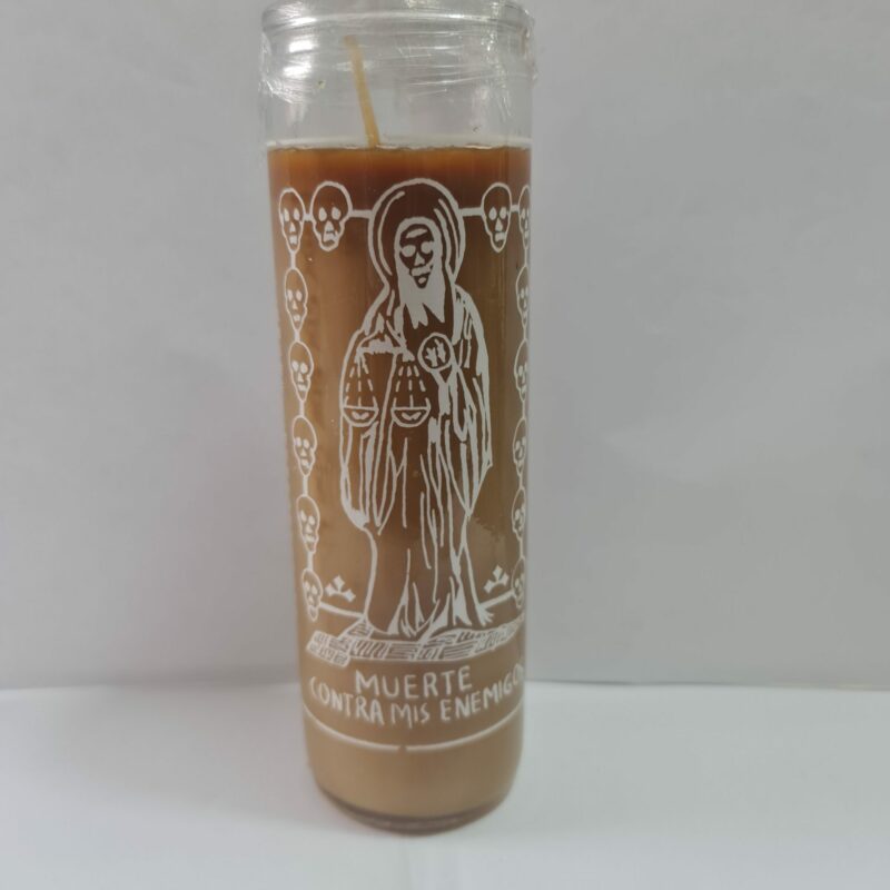 VELADORA DE VASO DE SANTA MUERTE BLANCA PREPARADA