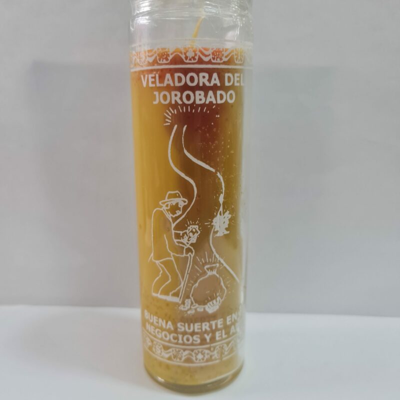 VELADORA DE VASO DE JOROBADO AMARILLA PREPARADA