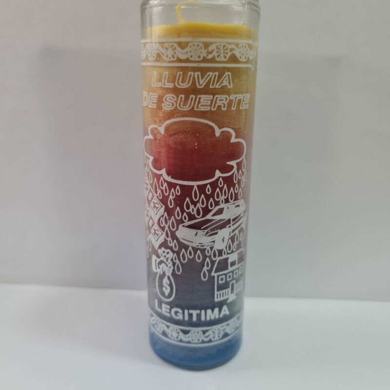 VELADORA DE VASO DE LLUVIA DE SUERTE 4 COLORES PREPARADA