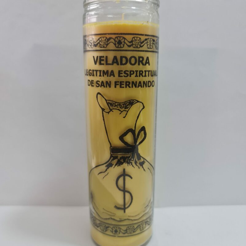 VELADORA DE VASO DE SAN FERNANDO AMARILLA PREPARADA
