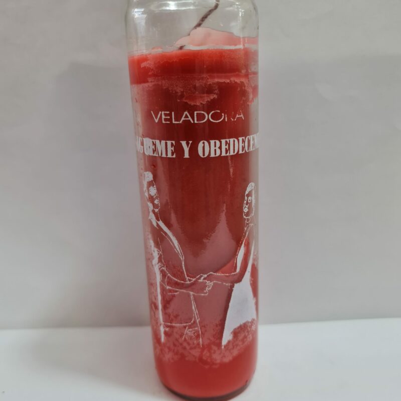 VELADORA DE VASO DE SIGUEME Y OBEDECEME PREPARADA
