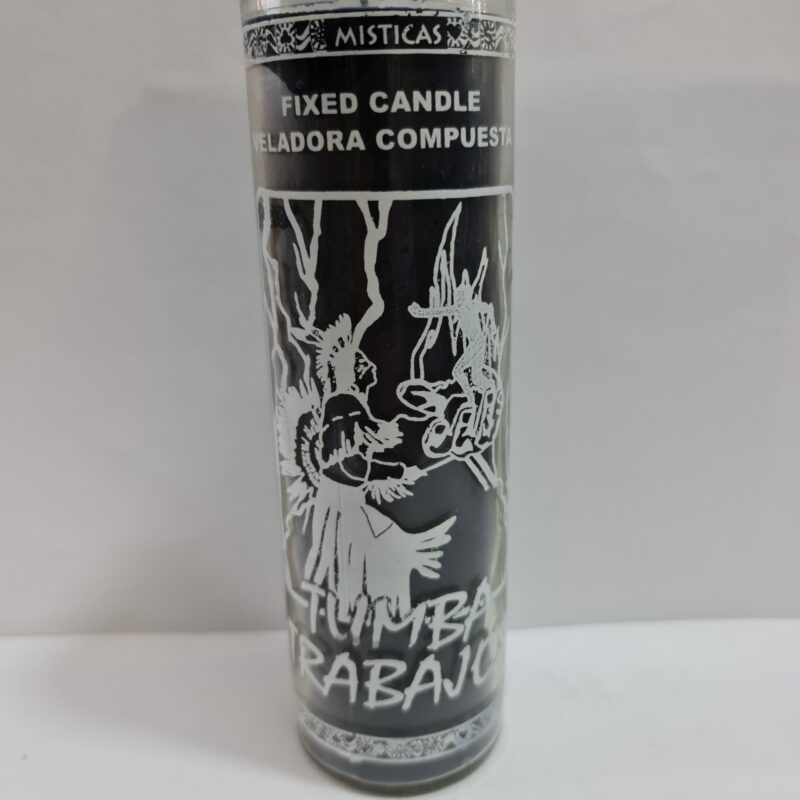 VELADORA DE VASO DE TUMBA TRABAJO NEGRA PREPARADA