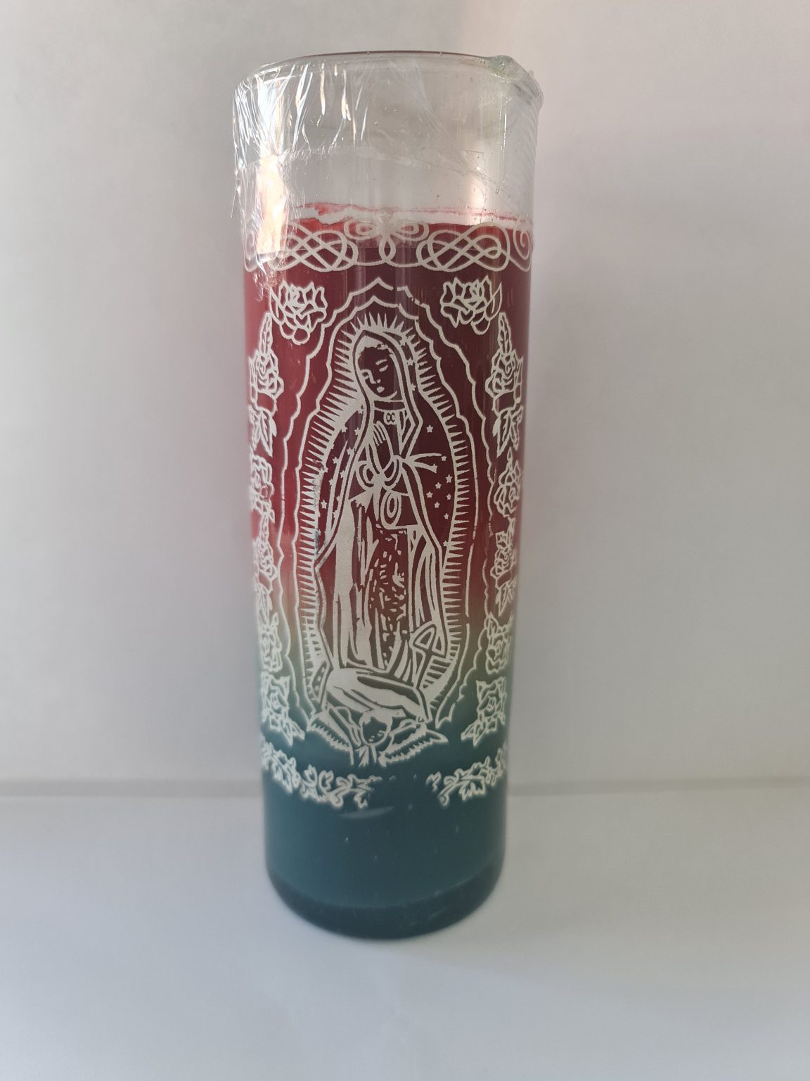 VELADORA DE VASO DE VIRGEN DE GUADALUPE PREPARADA