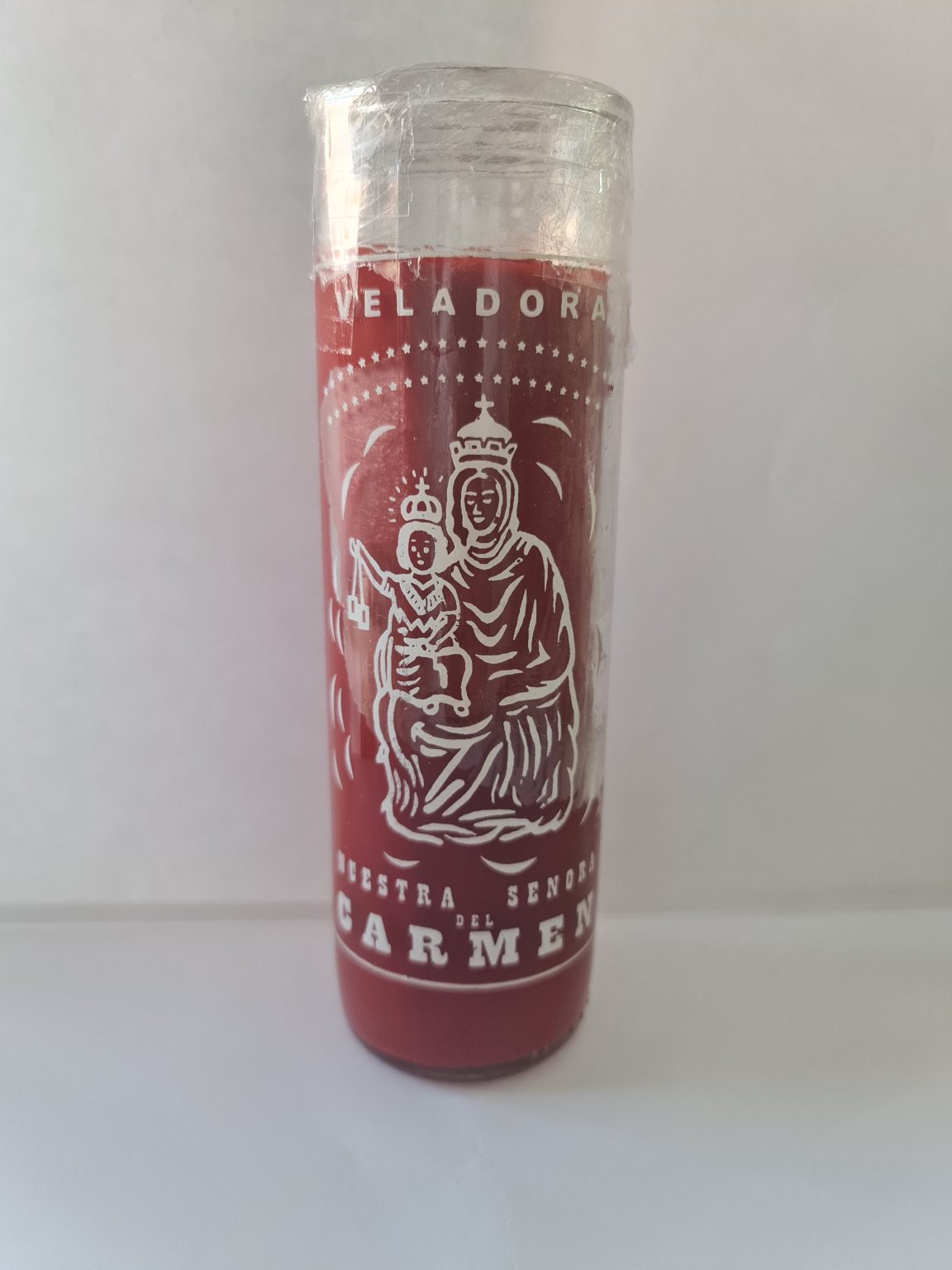 VELADORA DE VASO DE VIRGEN DEL CARMEN PREPARADA