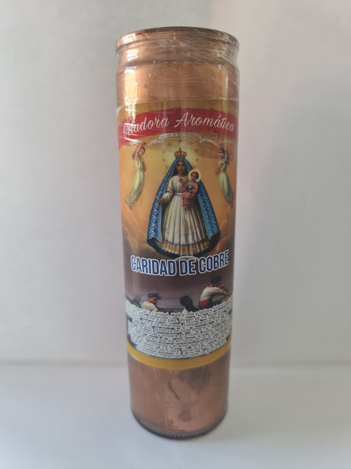 VELADORA DE VASO DE VIRGEN DE CARIDAD DE COBRE PREPARADA