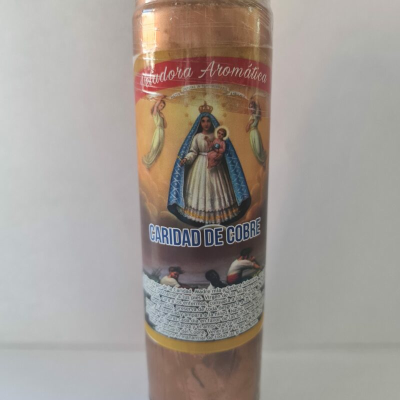 VELADORA DE VASO DE VIRGEN DE CARIDAD DE COBRE PREPARADA