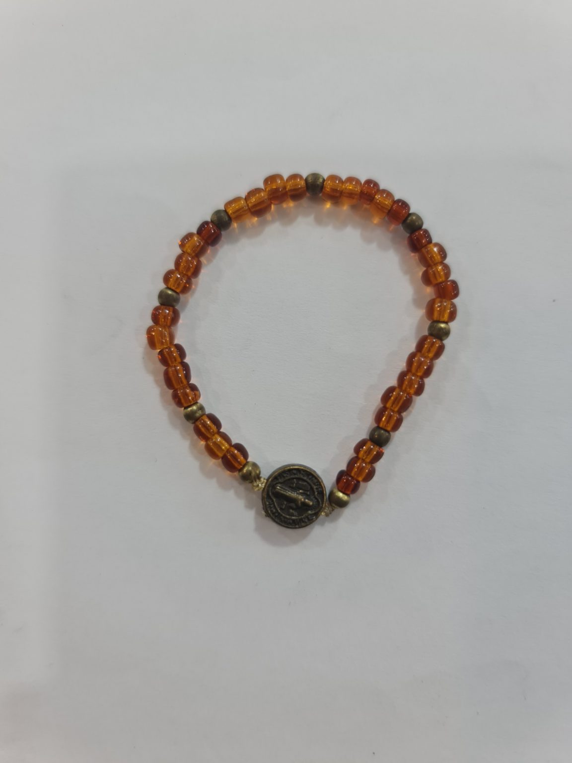 PULSERA DE CUARZO ÁMBAR CON SAN BENITO PARA BEBÉ
