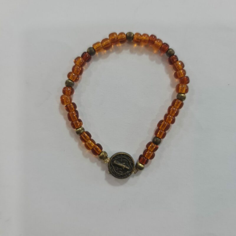 PULSERA DE CUARZO ÁMBAR CON SAN BENITO PARA BEBÉ