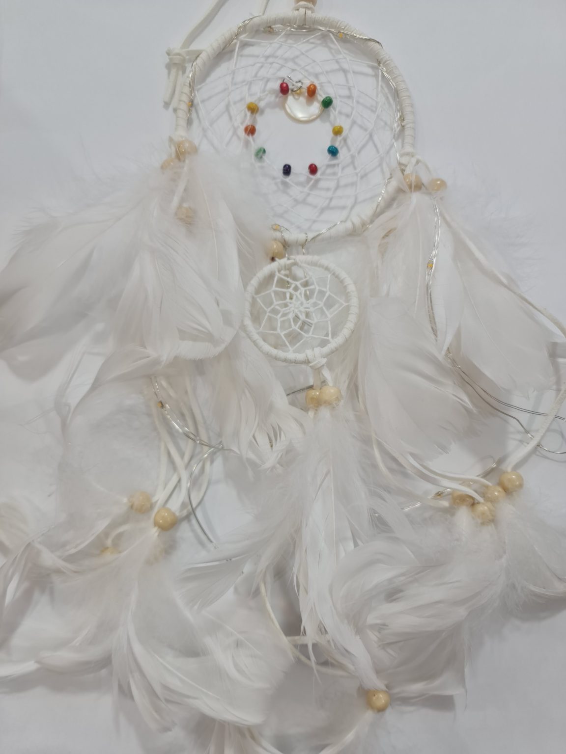 ATRAPASUEÑOS BLANCO CON LUZ 45 CM LARGO