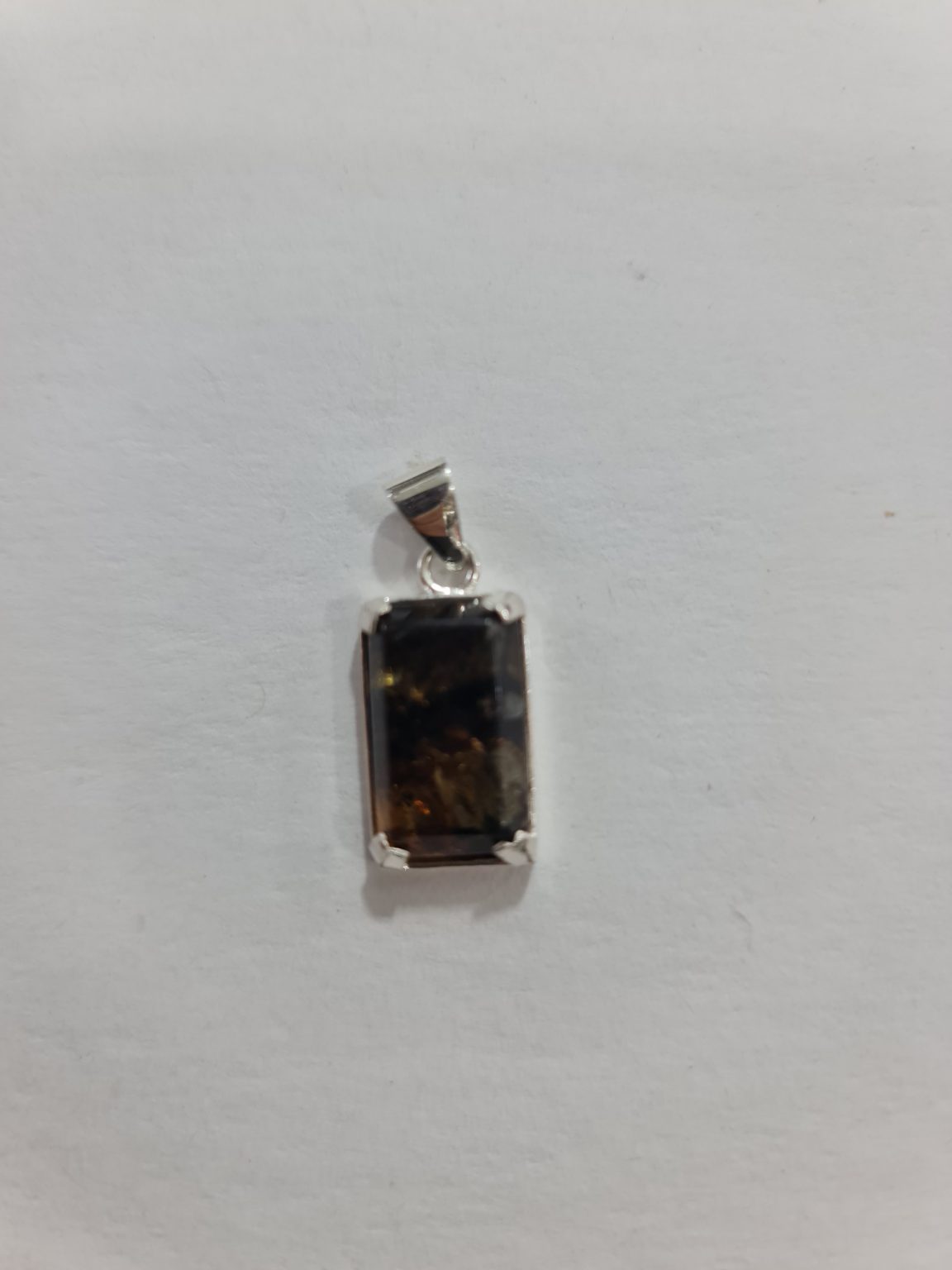 DIJE DE CUARZO ÁMBAR RECTÁNGULO CHICO MONTADO EN PLATA