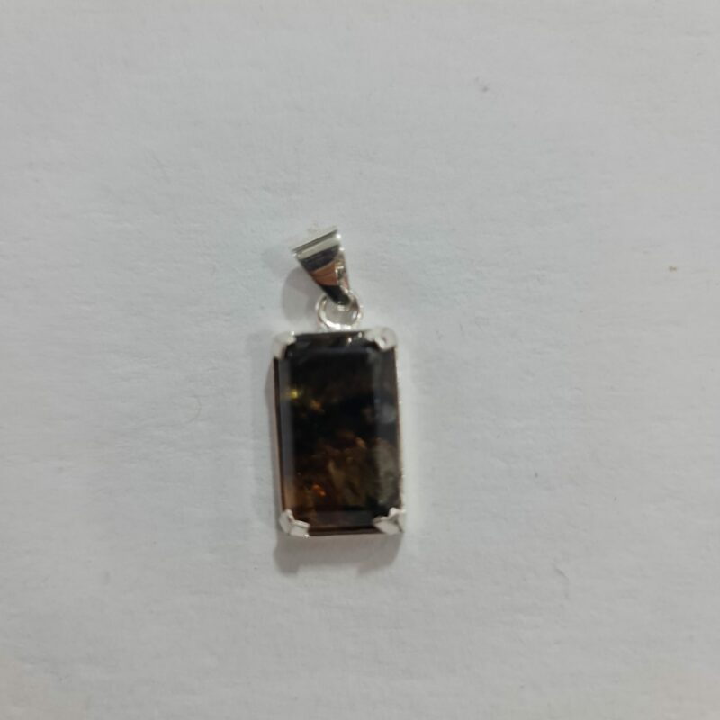 DIJE DE CUARZO ÁMBAR RECTÁNGULO CHICO MONTADO EN PLATA