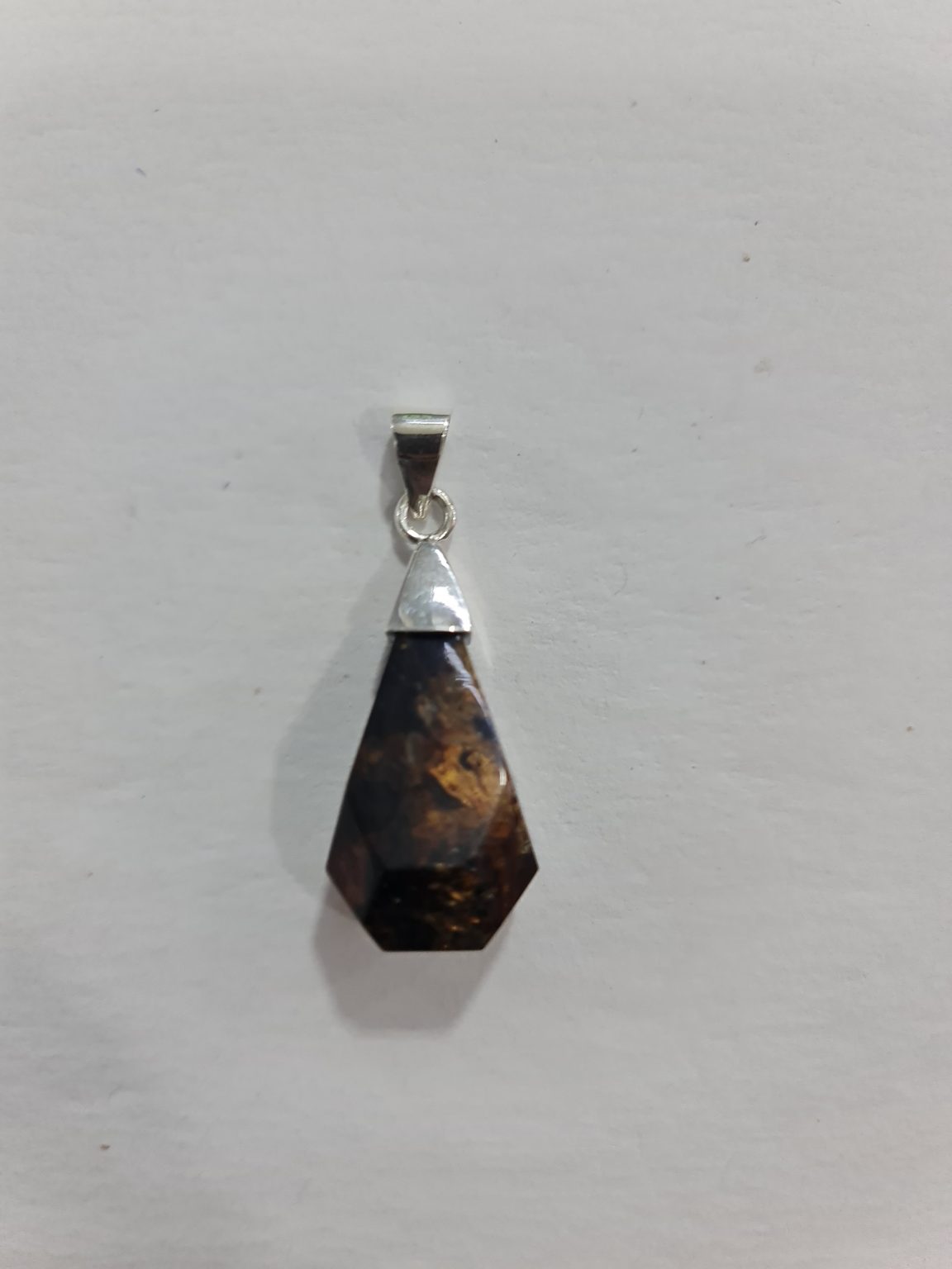 DIJE DE CUARZO DE ÁMBAR ESPERA GOTA MONTADO EN PLATA