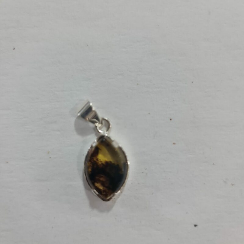 DIJE DE CUARZO DE ÁMBAR GOTA CHICO MONTADO EN PLATA