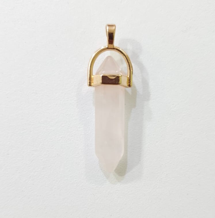PÉNDULO DE CUARZO ROSA DOBLE PUNTA