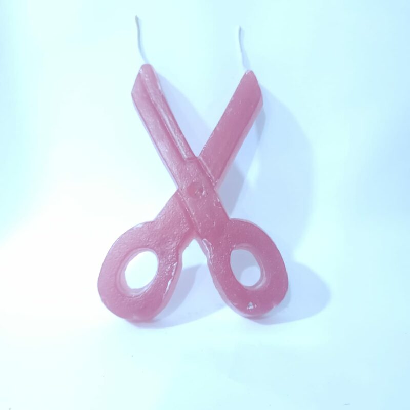 VELADORA DE TIJERAS ROJA