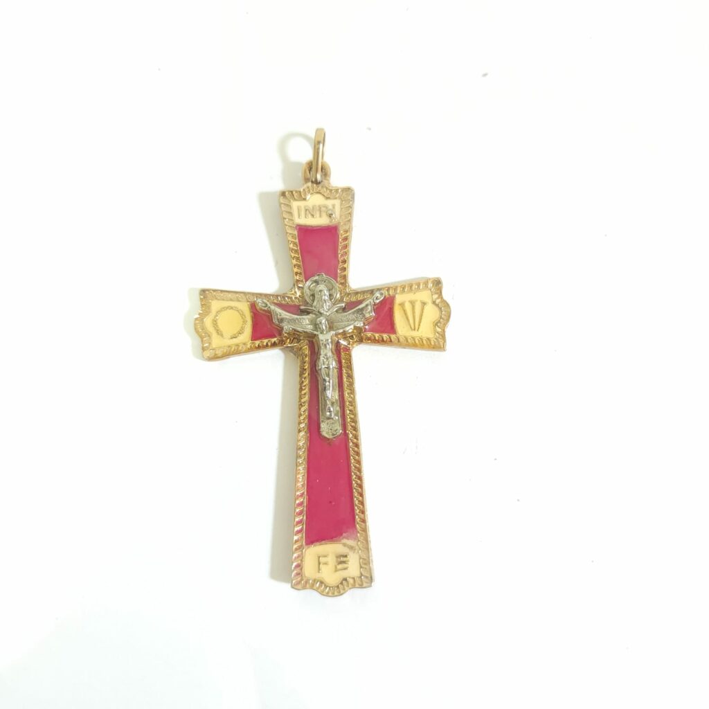 DIJE CRUCIFIJO ROSA MEDIANO