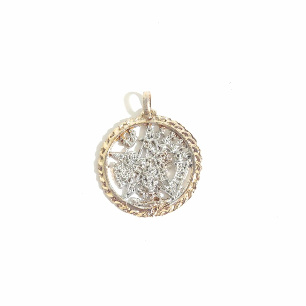 DIJE TETRAGRAMATÓN GRANDE PLATEADO CON DORADO