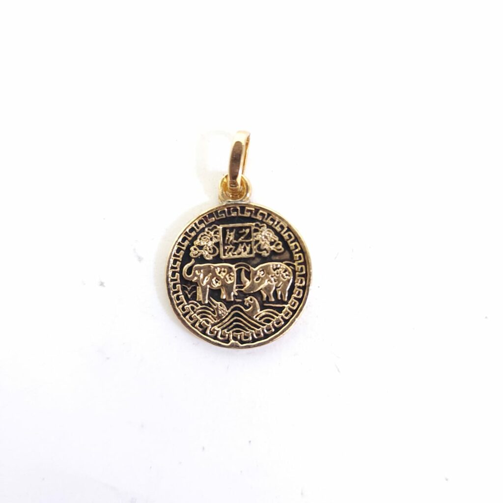 TALISMÁN DE ELEFANTES DE LA SUERTE CHAPA DE ORO