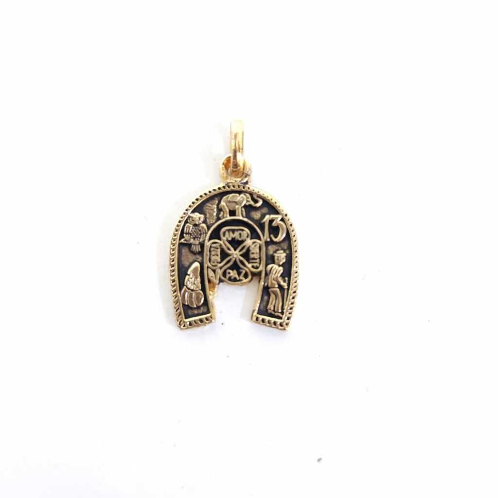 DIJE DE HERRADURA DE LA SUERTE DE CHAPA DE ORO