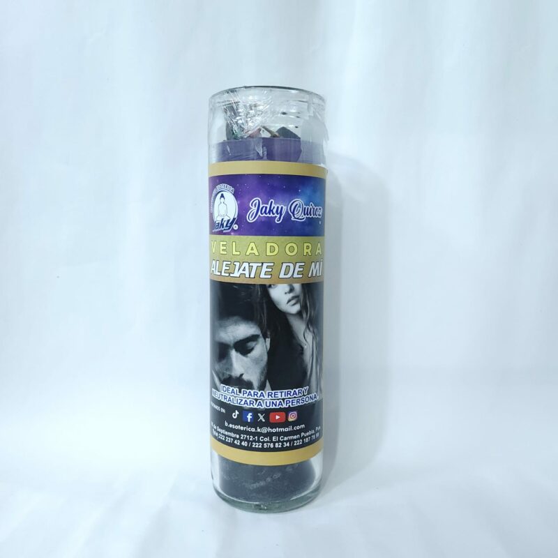 VELADORA DE VASO ALEJATE DE MÍ PREPARADA