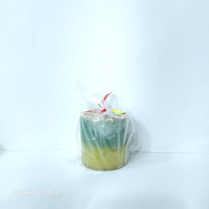 VELADORA VERDE FUERTE Y CLARO PREPARADA