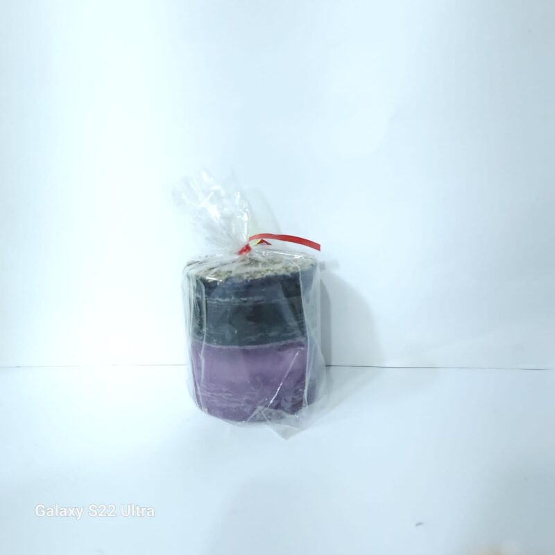 VELADORA NEGRO CON MORADO PREPARADA