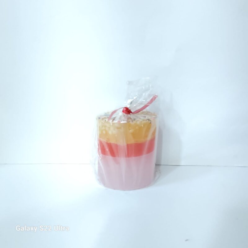VELADORA BLANCO, ROSA Y AMARILLOPREPARADA