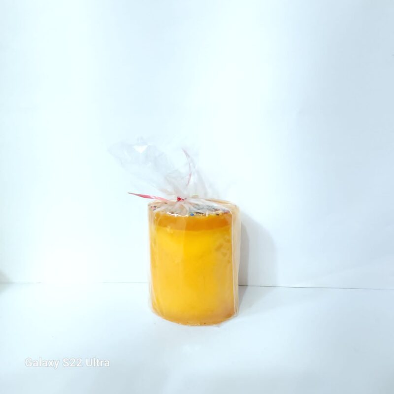 VELADORA AMARILLO CON NARANJA PREPARADA