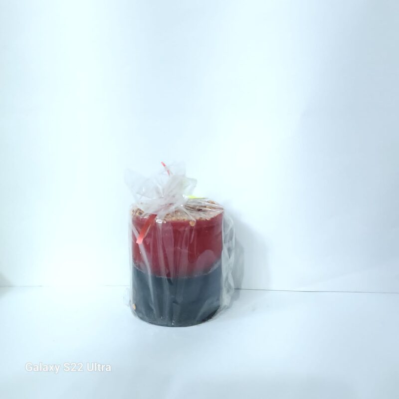 VELADORA NEGRO CON ROJO PREPARADA
