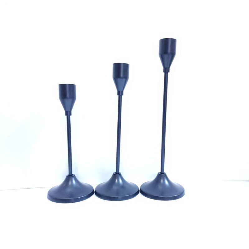 JUEGO DE 3 PORTA VELAS DE METAL NEGRO