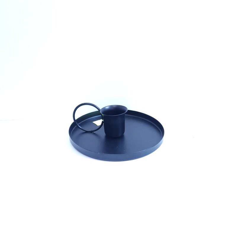 PORTA VELAS NEGRO DE METAL
