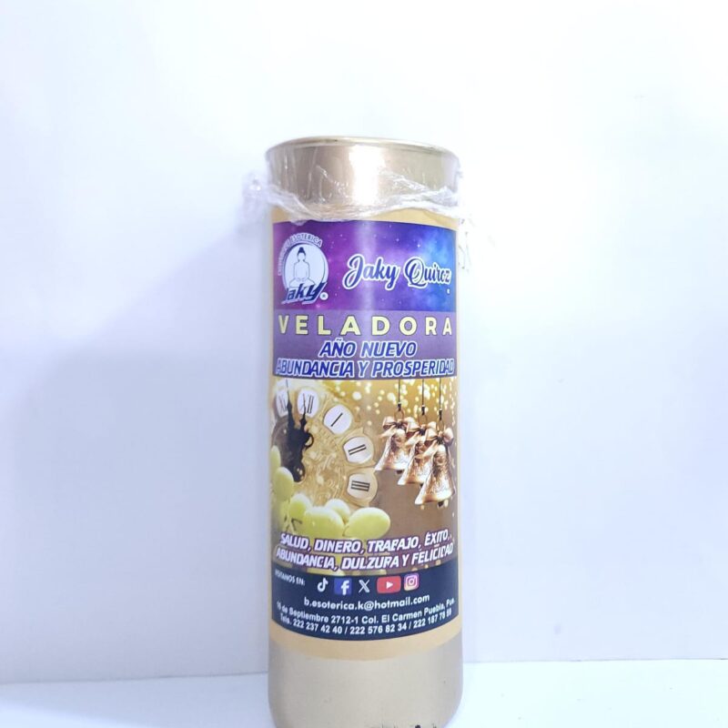 VELADORA DE AÑO (ABUNDANCIA Y PROSPERIDAD) NUEVO DE VASO MARCA PROPIA PREPARADA