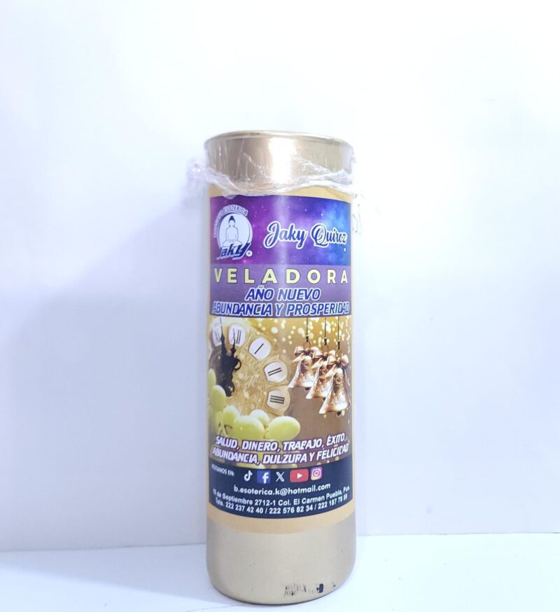 VELADORA DE AÑO (ABUNDANCIA Y PROSPERIDAD) NUEVO DE VASO MARCA PROPIA PREPARADA